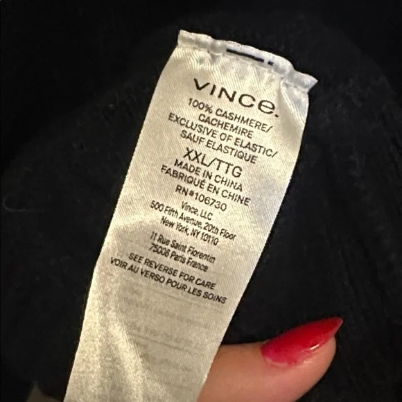 VINCE 100% Cashmere Women's Navy V-Neck Sweater Size XXL - Picture 8 of 9